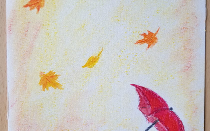 Herbstbild mit Pastellkreiden